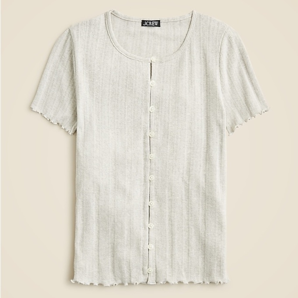 JCrew Pointelle short-sleeve knit cardigan tee